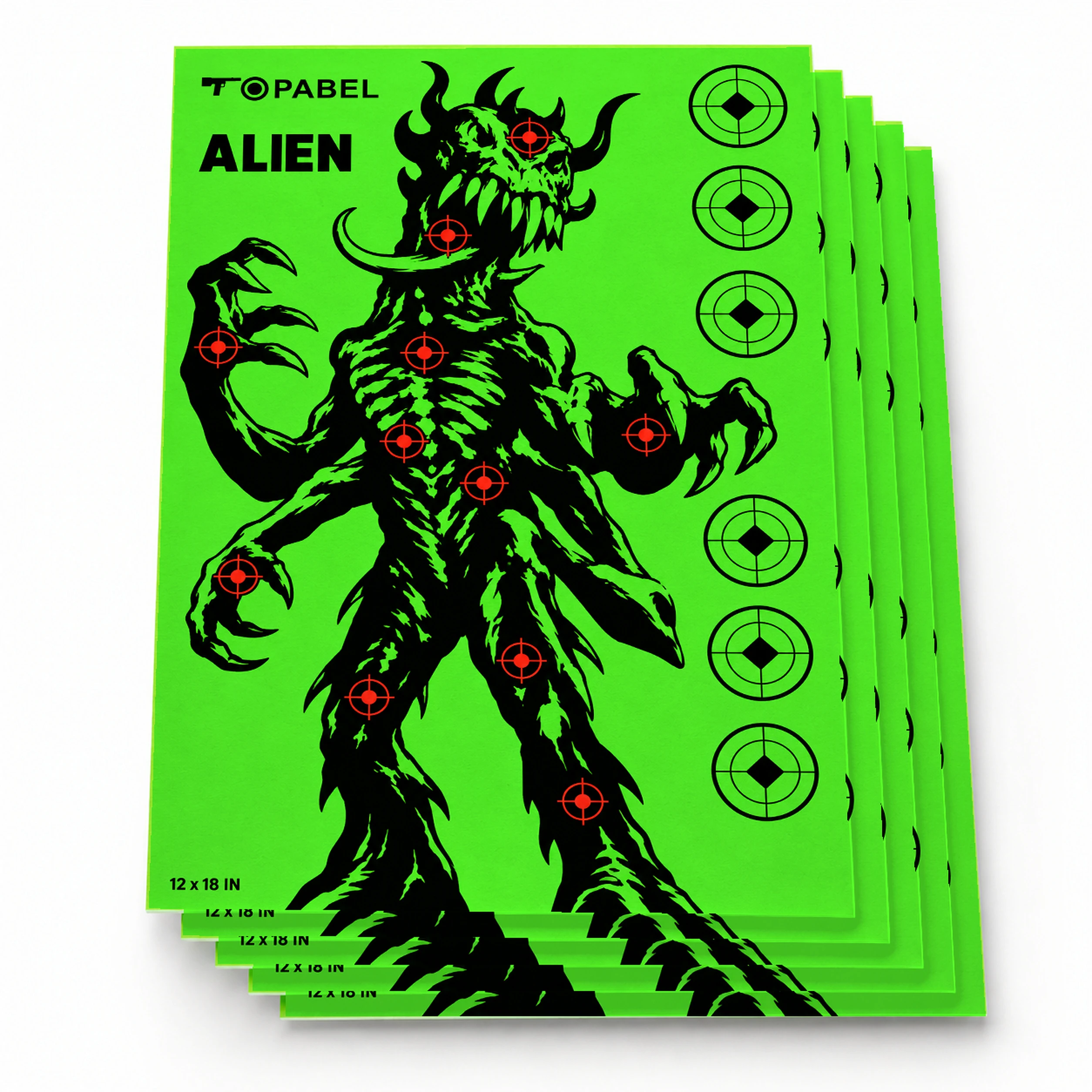 Alien Paper Targets with Custom Logo Printing, 12 x 18 Inch Range Practice Sheets