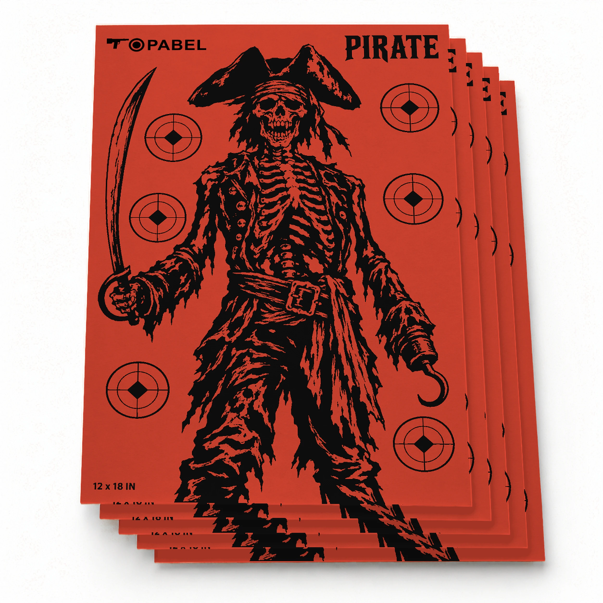 Custom Printed Skeletal Pirate Shooting Targets on 12 x 18 Inch Paper