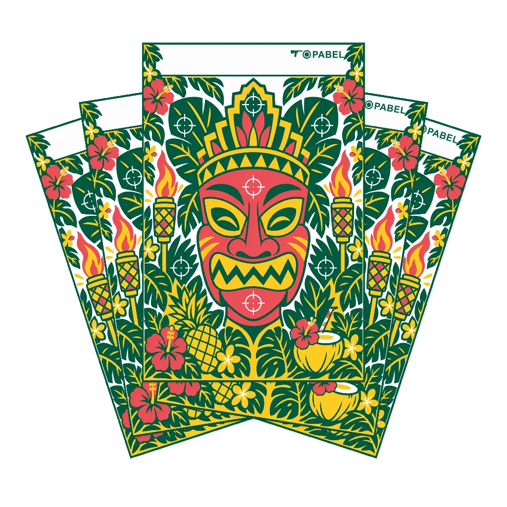 Tropical Mask Paper Targets, 23 x 35 Inch, with Custom Logo and Graphics