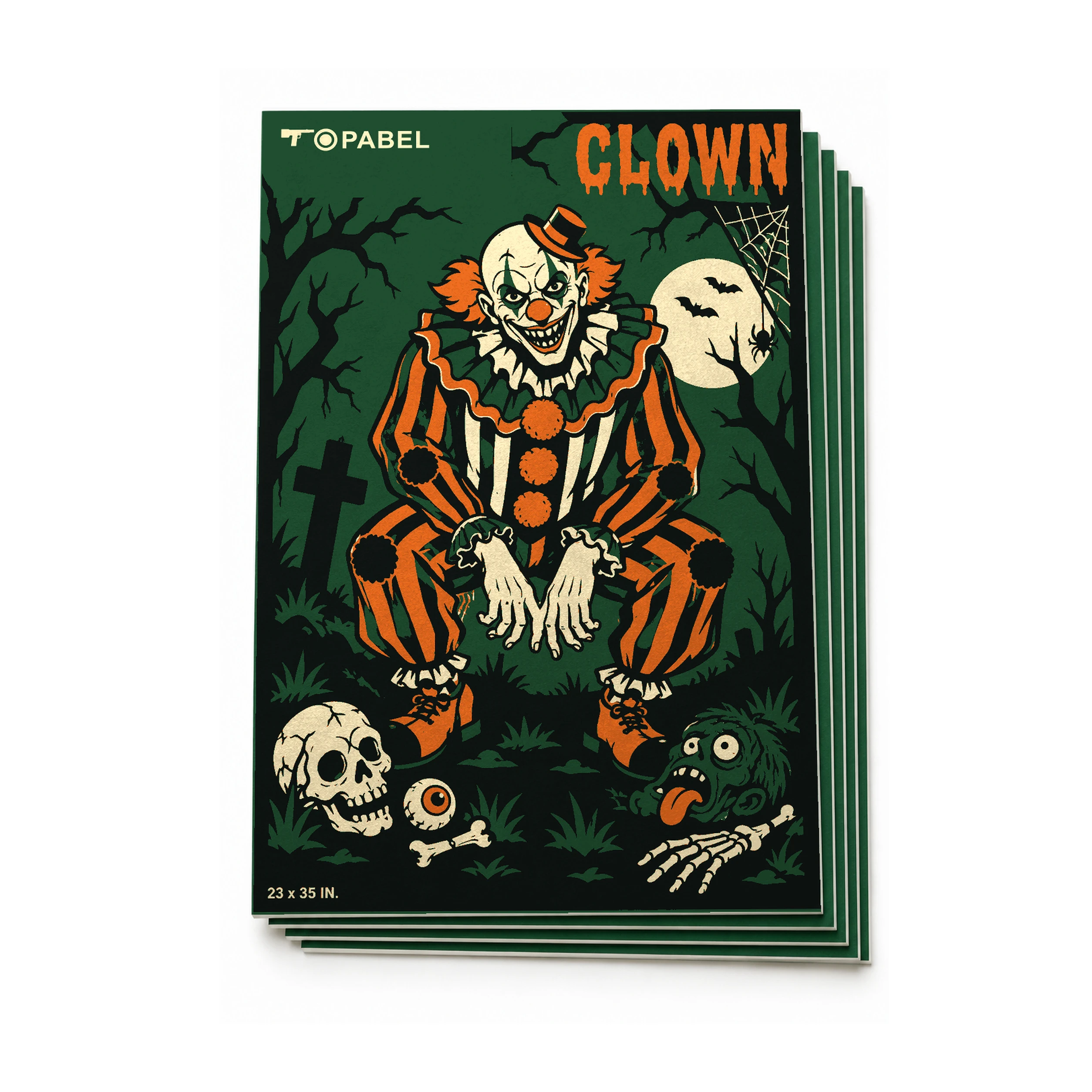 Halloween Clown Paper Shooting Targets, 23 x 35 Inch, Custom Artwork