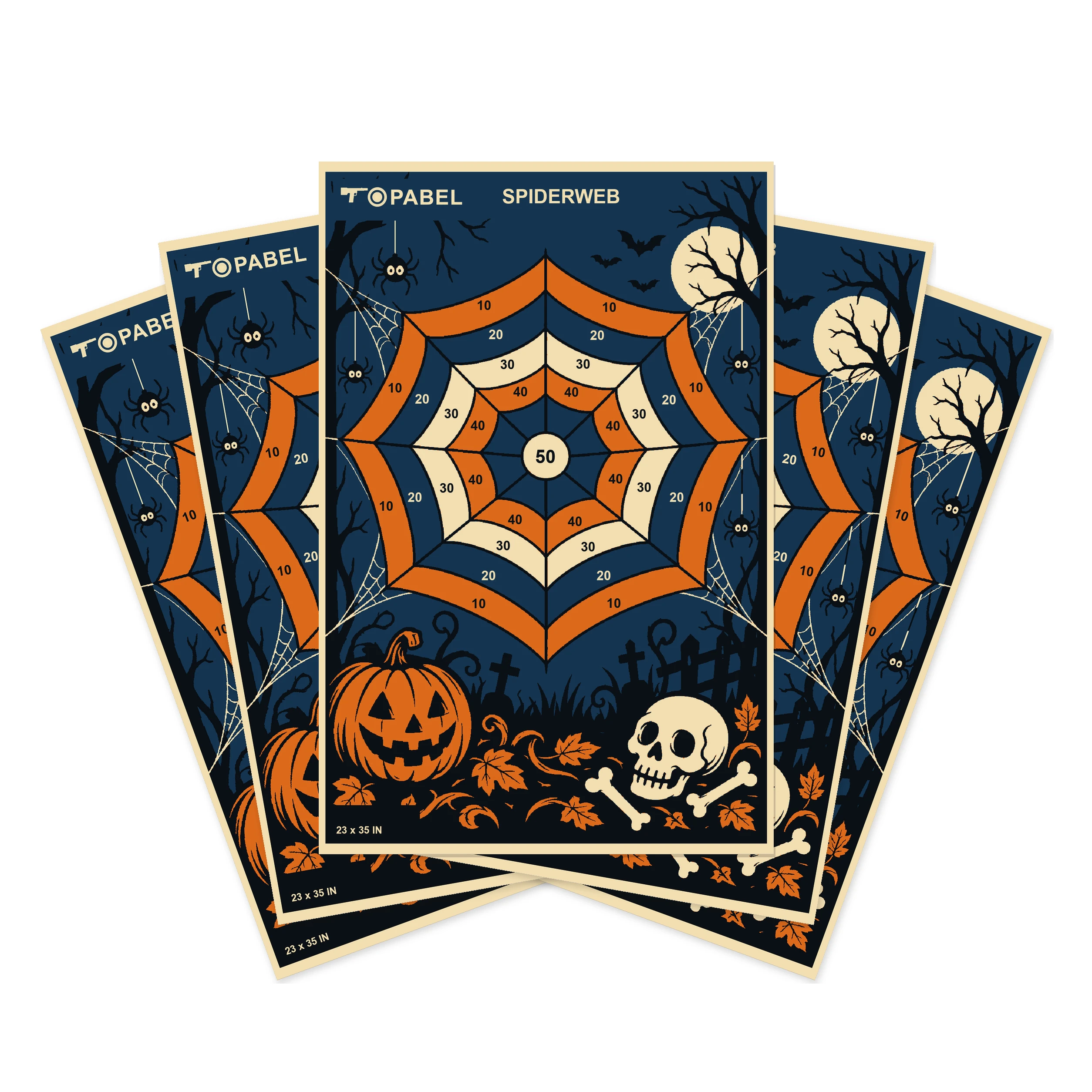 23 x 35 Inch Spiderweb Scoring Targets on Paper, Custom Halloween Artwork