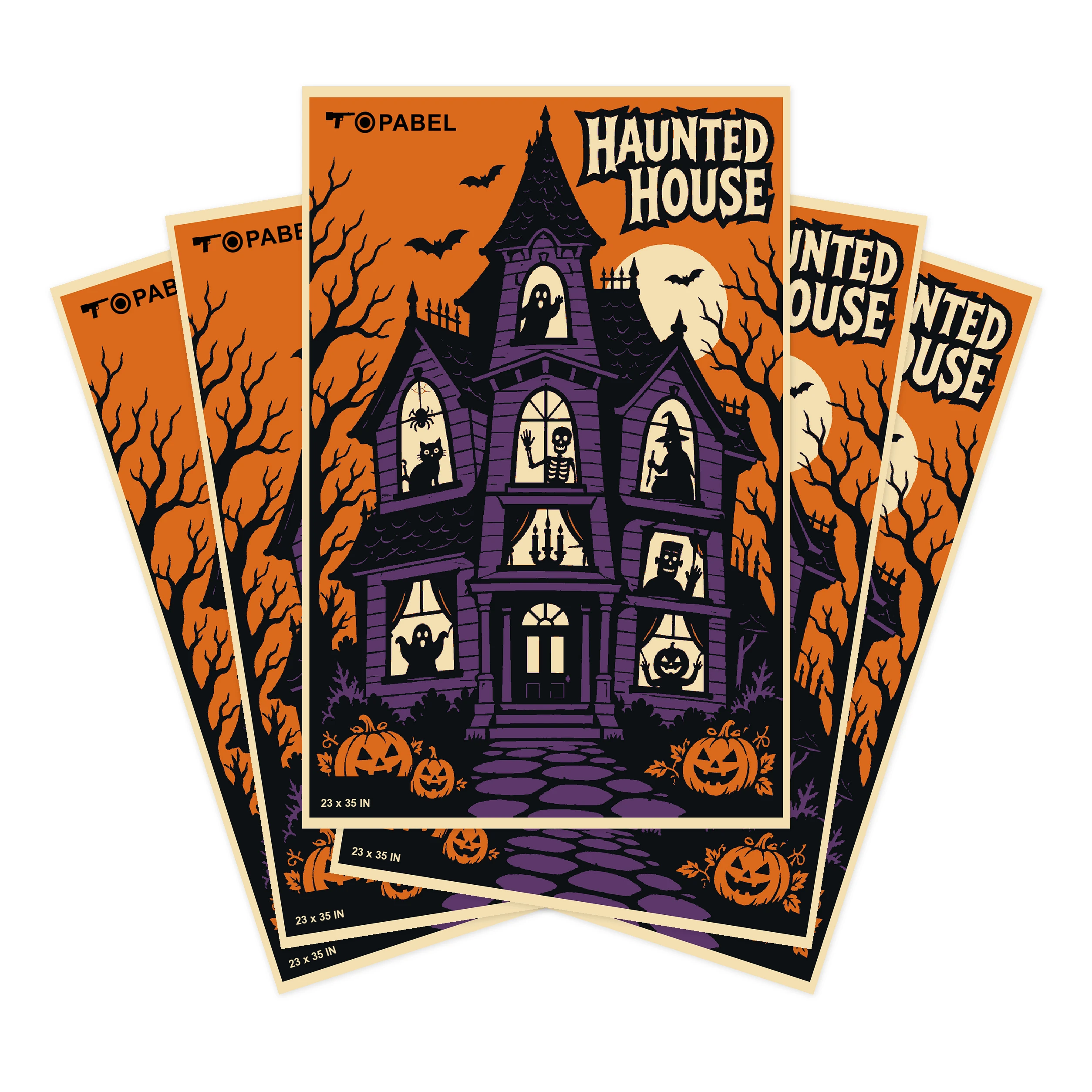 Haunted House Paper Shooting Targets with Custom Printing, 23 x 35 Inch