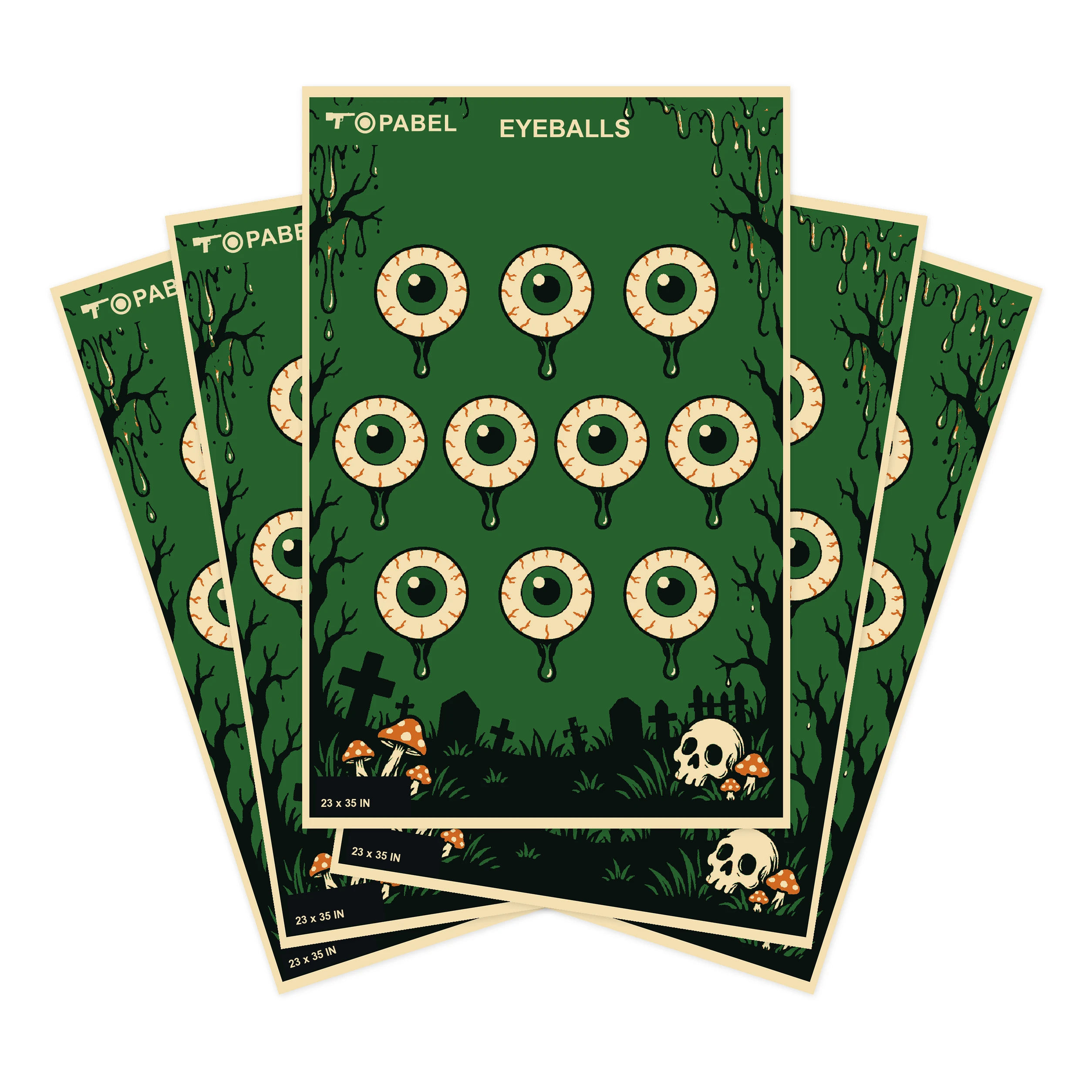 Halloween Eyeball Paper Targets with Custom Artwork, 23 x 35 Inch