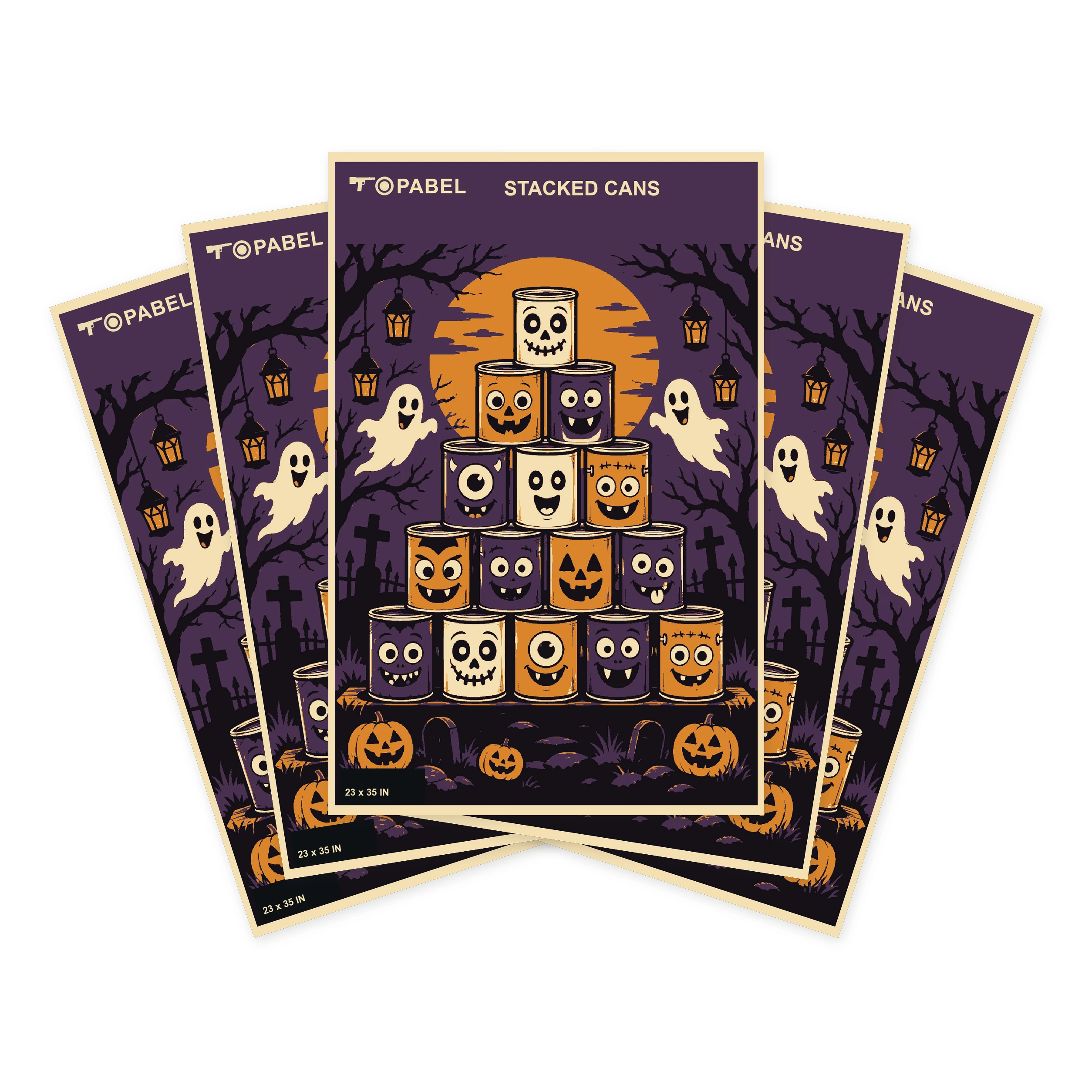 Halloween Stacked Can Paper Targets, 23 x 35 Inch, Custom Printed