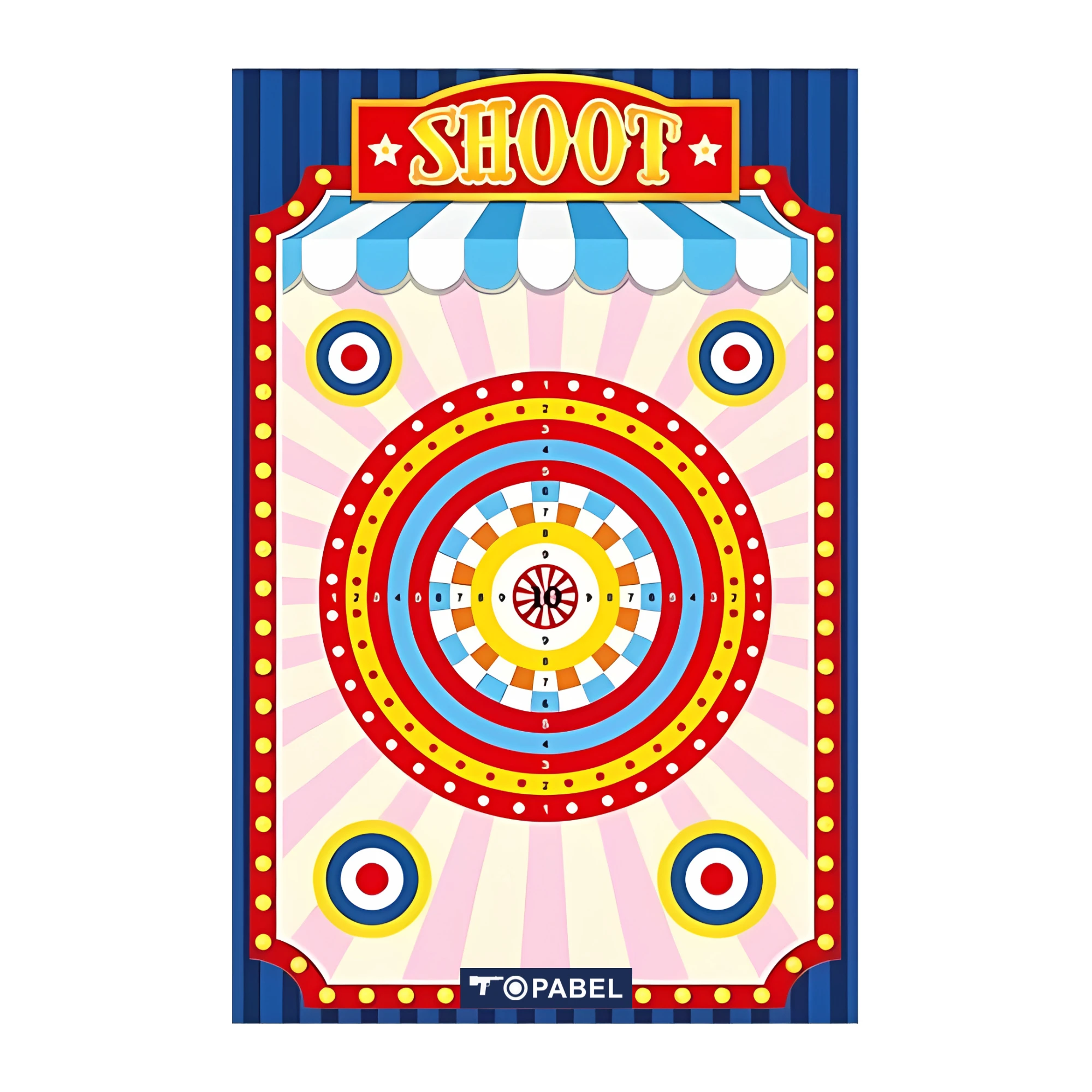 Numbered Bullseye Paper Targets for Custom Orders, 23 x 35 Inch with Four Surrounding Faces