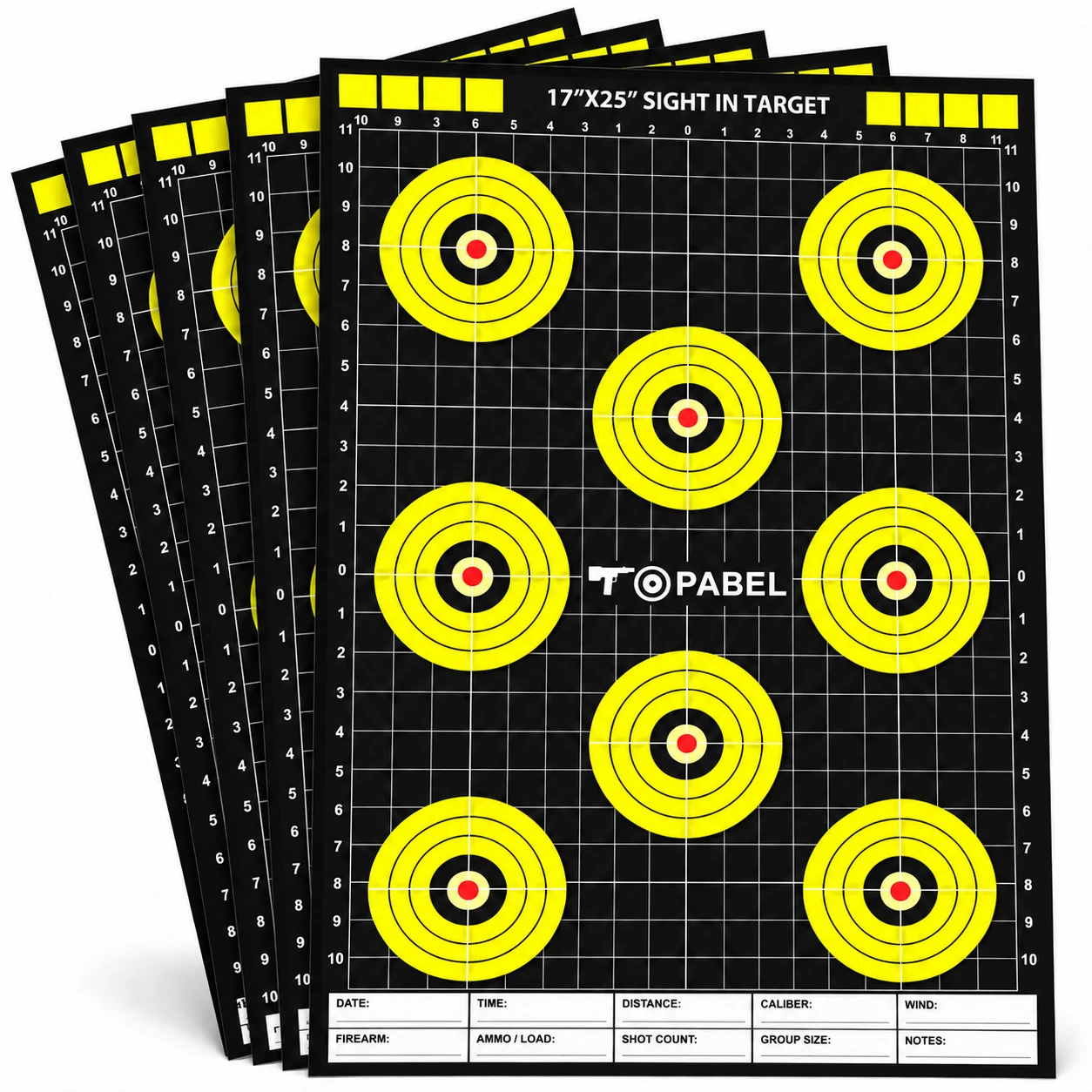 17 x 25 Inch Reactive Sight-In Paper Targets with Eight Bullseyes for Custom Orders