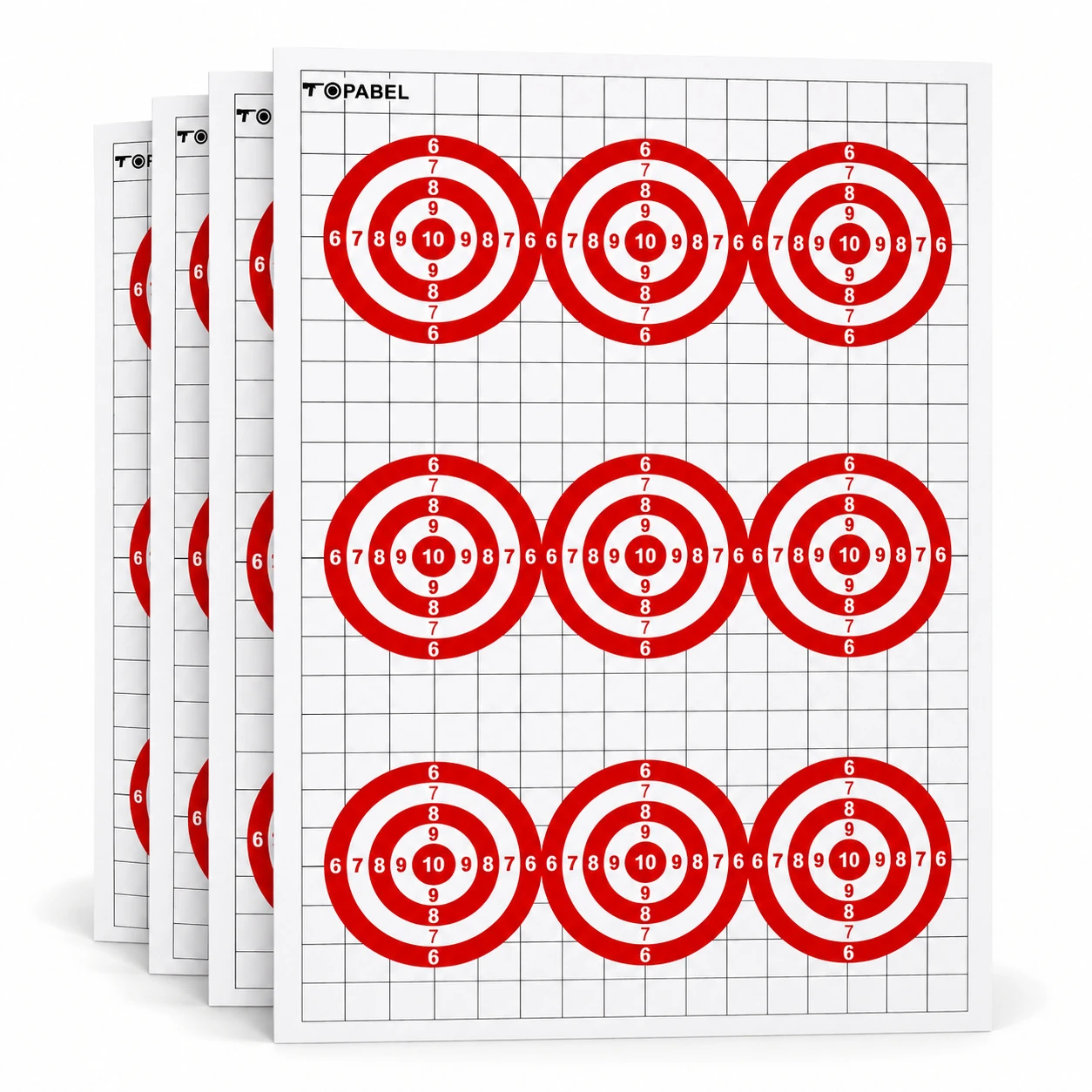 Multi-Bullseye Paper Targets for Scope Zeroing - 17 x 25 Inch Red Design, Custom Printed