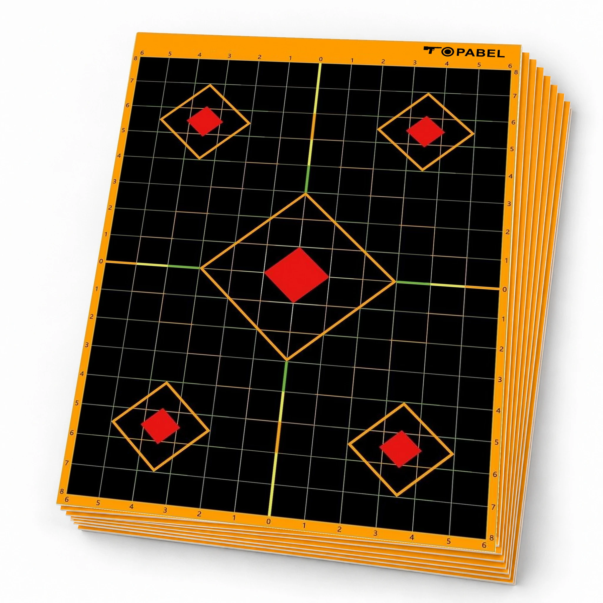 Custom Printed Splatter Sight-In Targets, 12 x 18 Inch - Five Diamonds, 10 Sheets