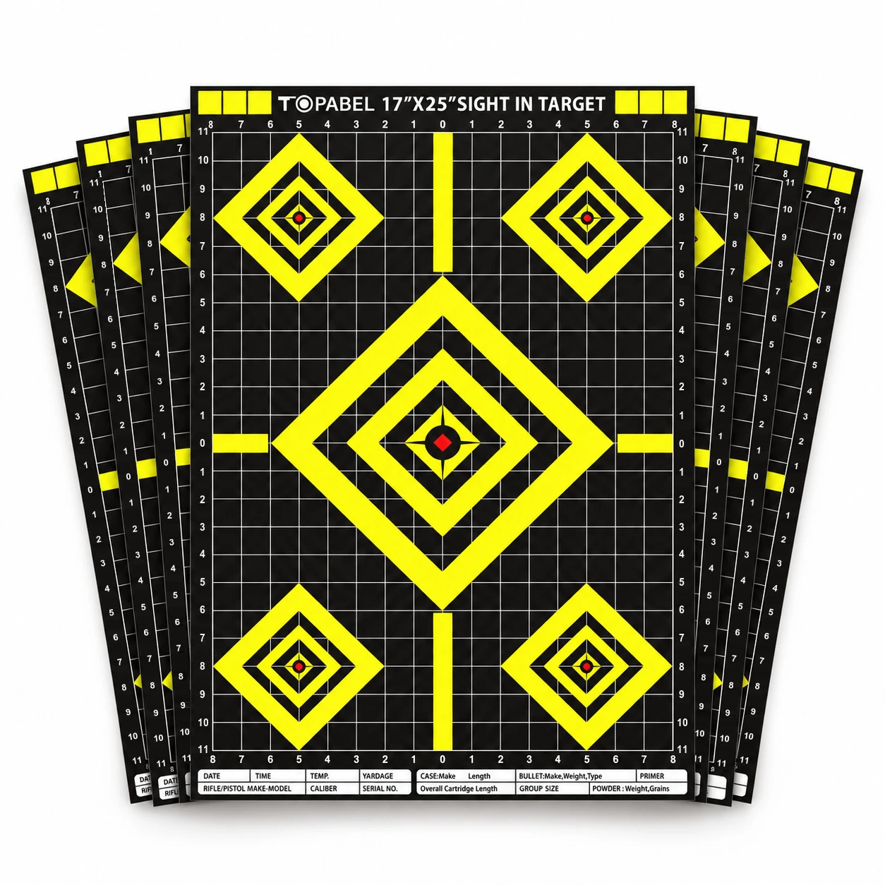 Five-Diamond Splatter Sight-In Targets for OEM Projects, 17 x 25 Inch Numbered Grid