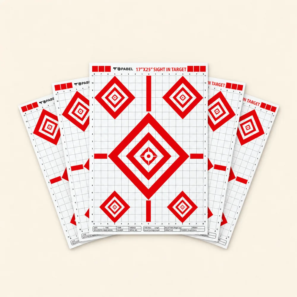 Topabel 17 × 25 Inch Five-Zone Sight-In Paper Target, 25 Sheets