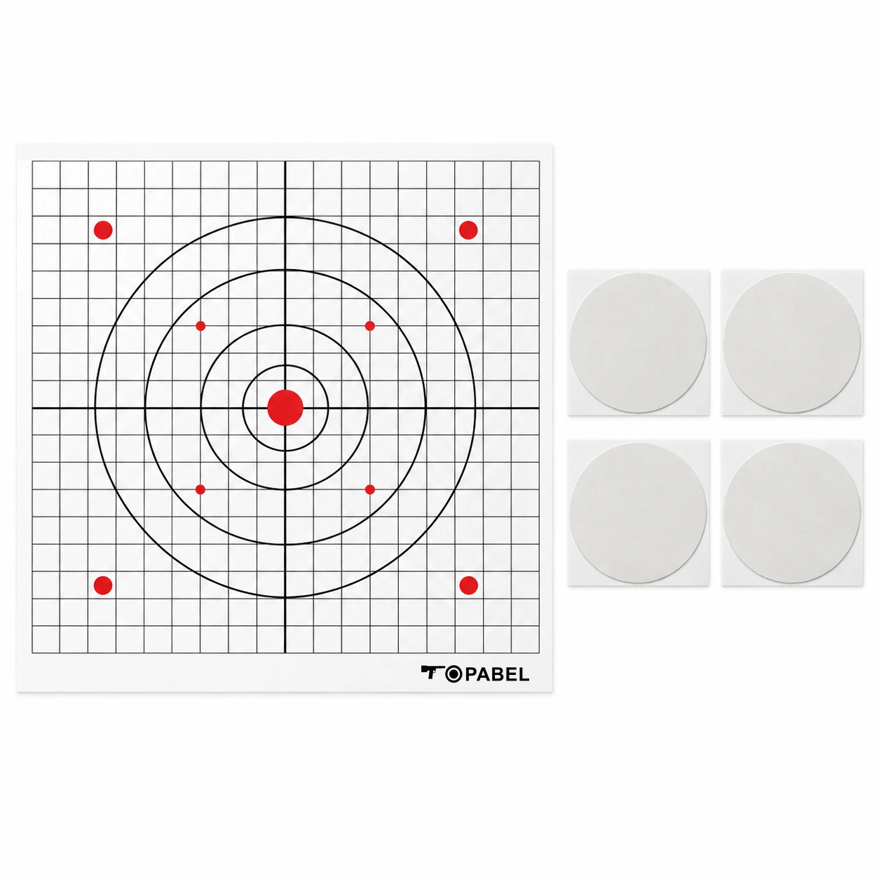 12 × 12 Inch Thermal Optic Sight-In Target Kit – 4 Grid Paper Targets + 4 Adhesive 3-Inch Thermal Markers