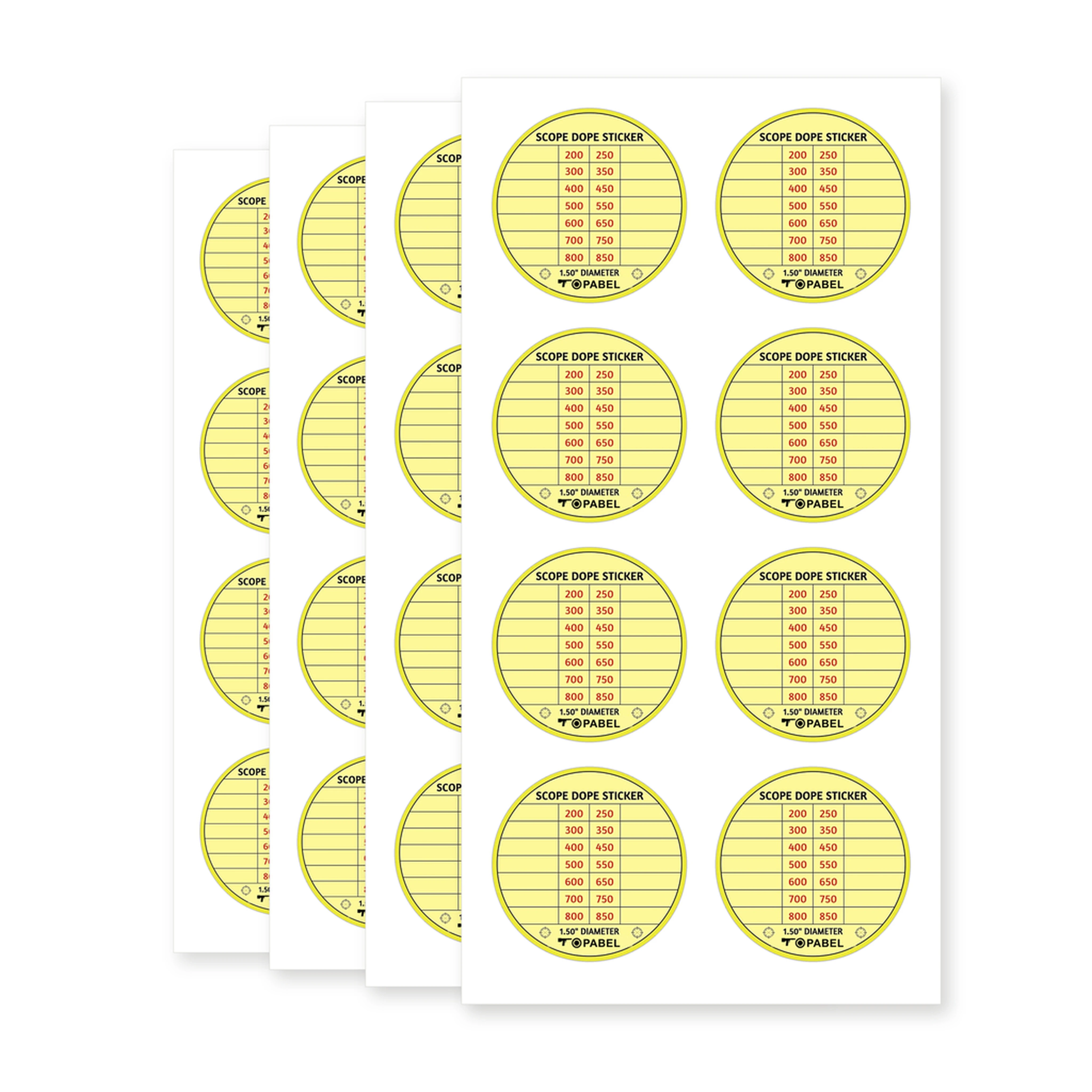 Scope DOPE Stickers and Translucent Aiming Patches, 1.5 Inch, Custom Printed