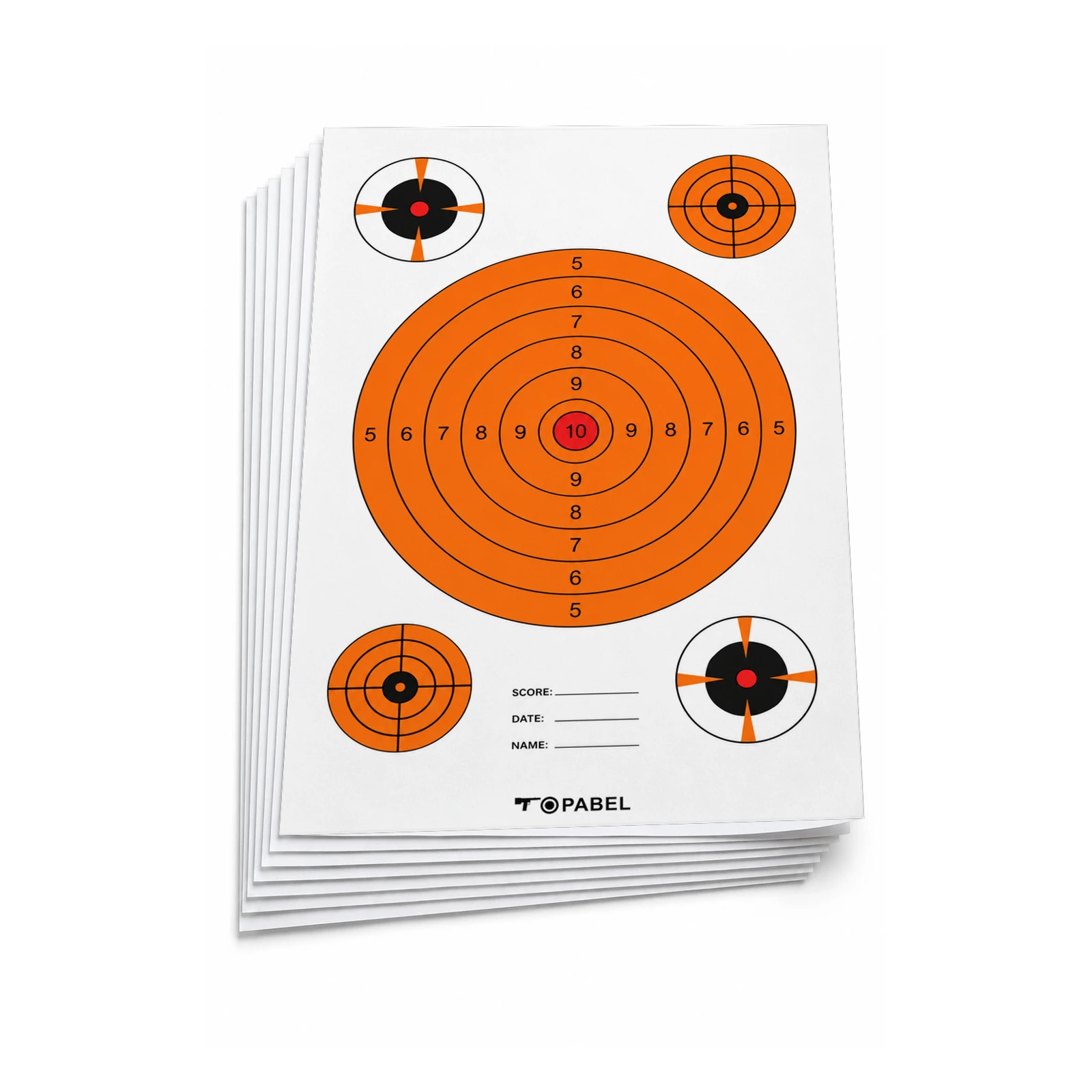 12 x 18 Inch Five-Zone Paper Targets with 4 Mounting Clips, 20 Sheets with Custom Printing