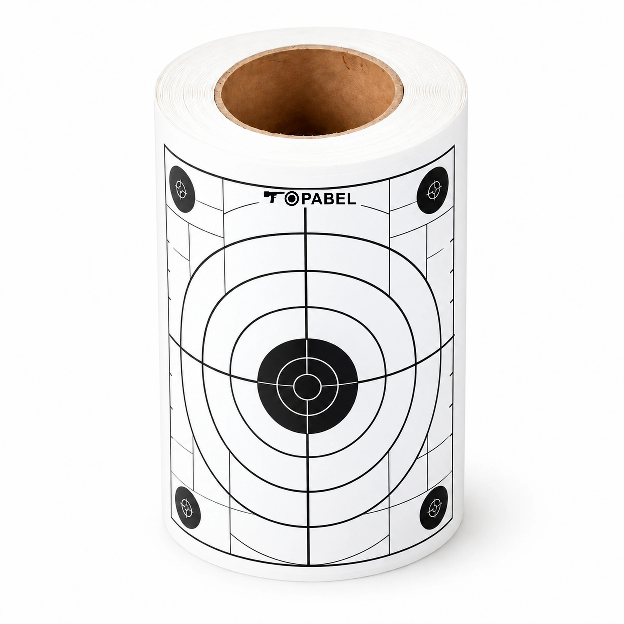 White Grid Bullseye Target Stickers for OEM Orders, 3 Inch Self-Adhesive Rolls