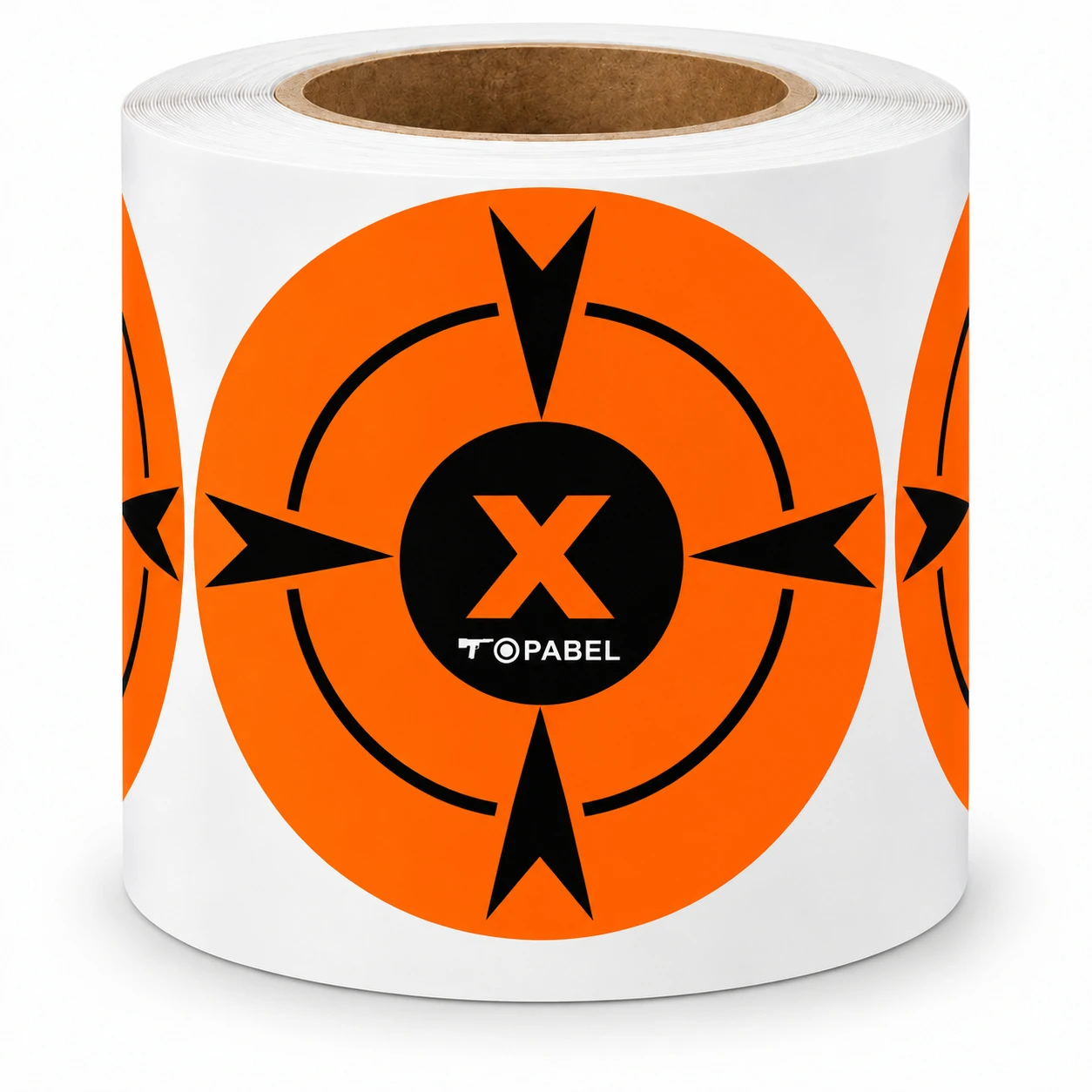 4 Inch Fluorescent Orange Bullseye Stickers with Custom Printing