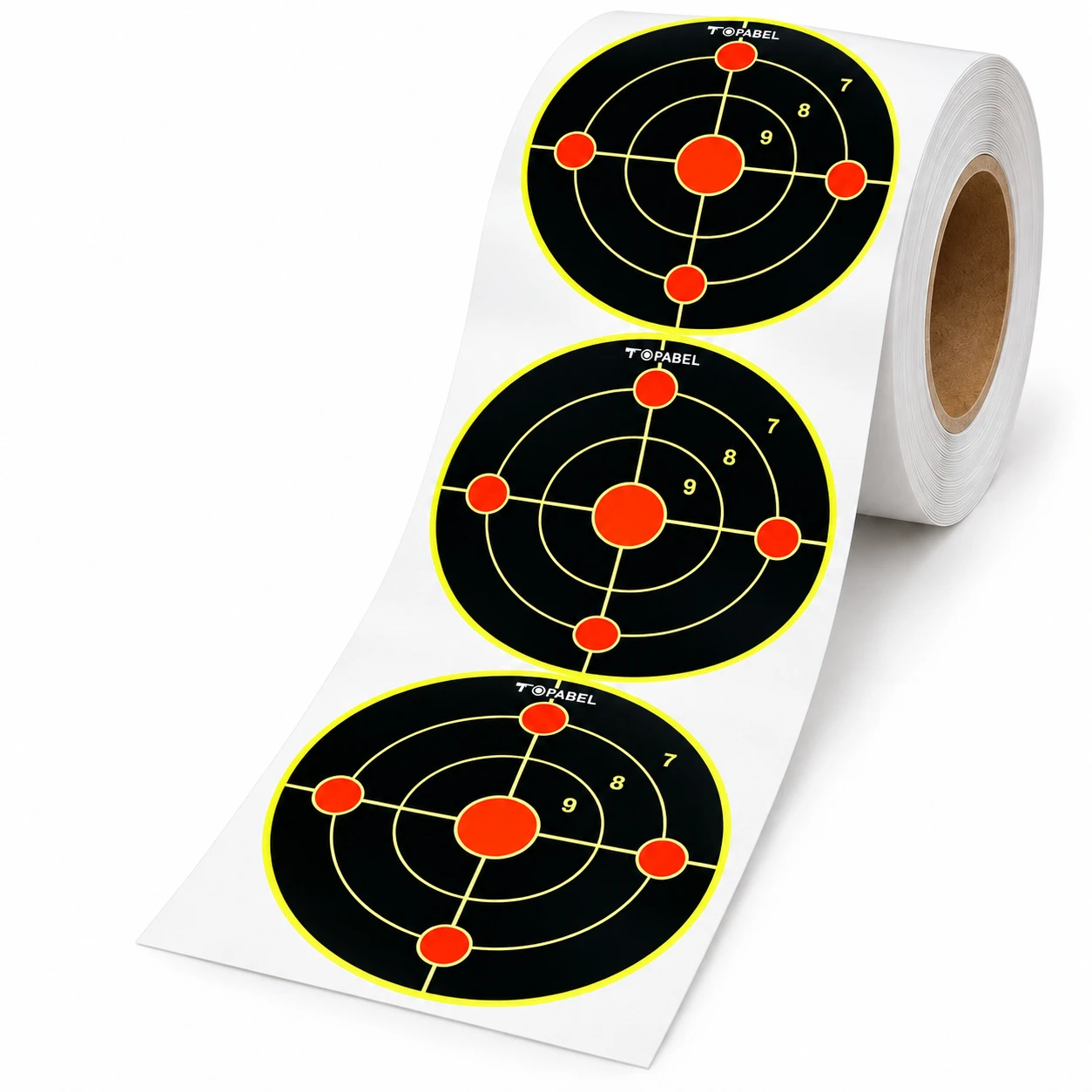 Custom Printed Yellow-Impact Splatter Target Stickers, 4 Inch Adhesive Rolls of 100