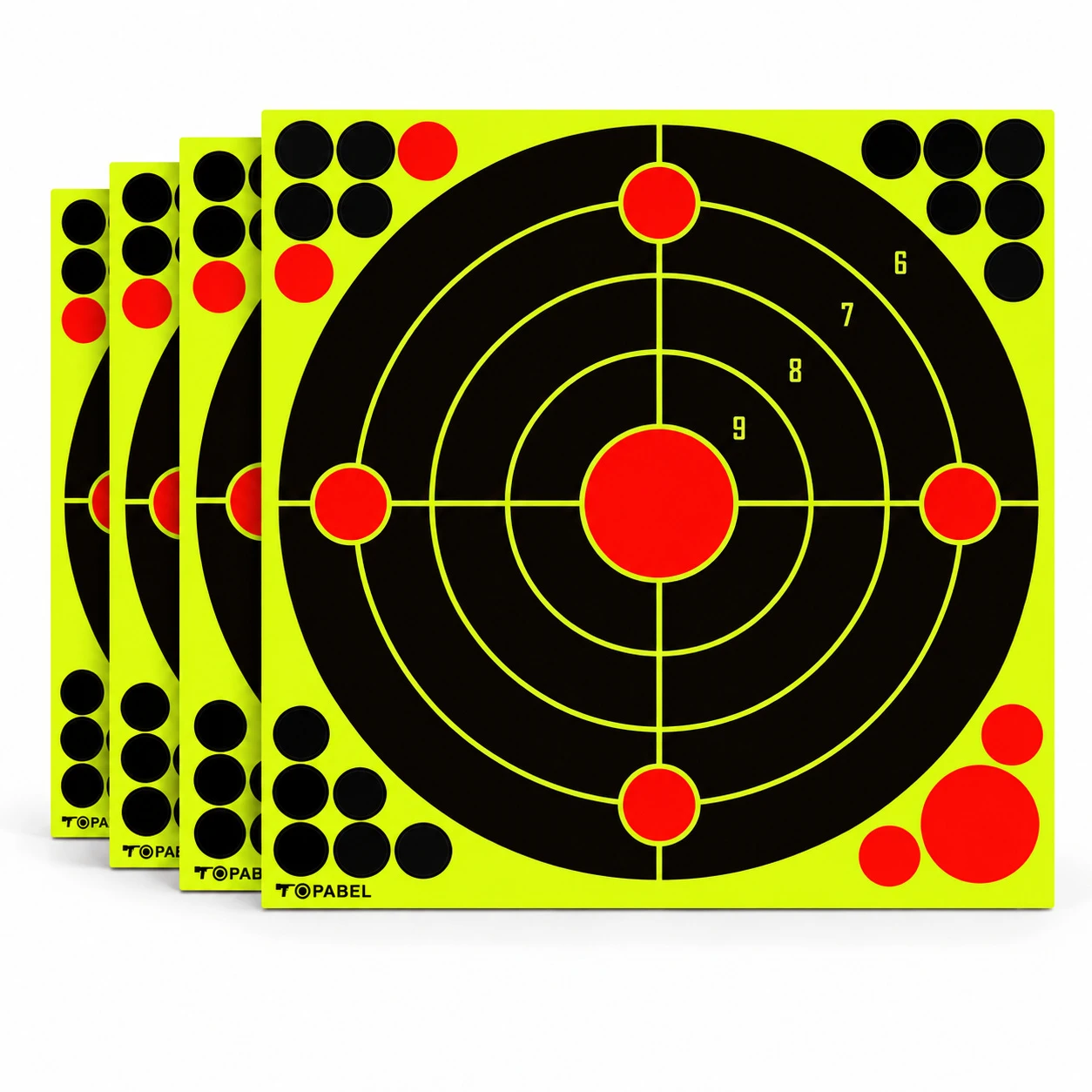 Custom Printed 12 Inch Self-Adhesive Splatter Targets with Yellow Feedback and Repair Pasters