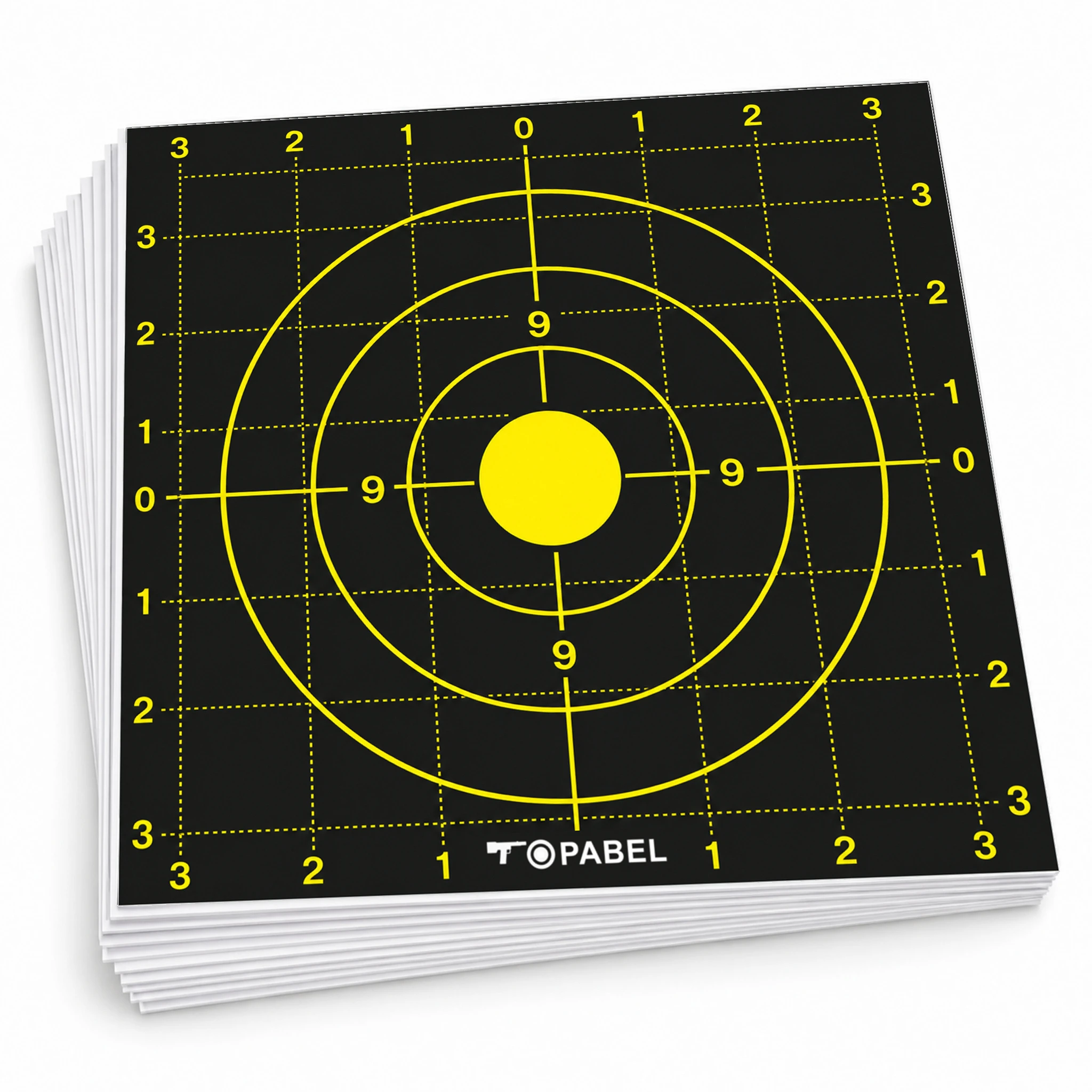 Yellow Grid Bullseye Splatter Paper Targets for OEM Orders, 12 Inch, 50 Sheets
