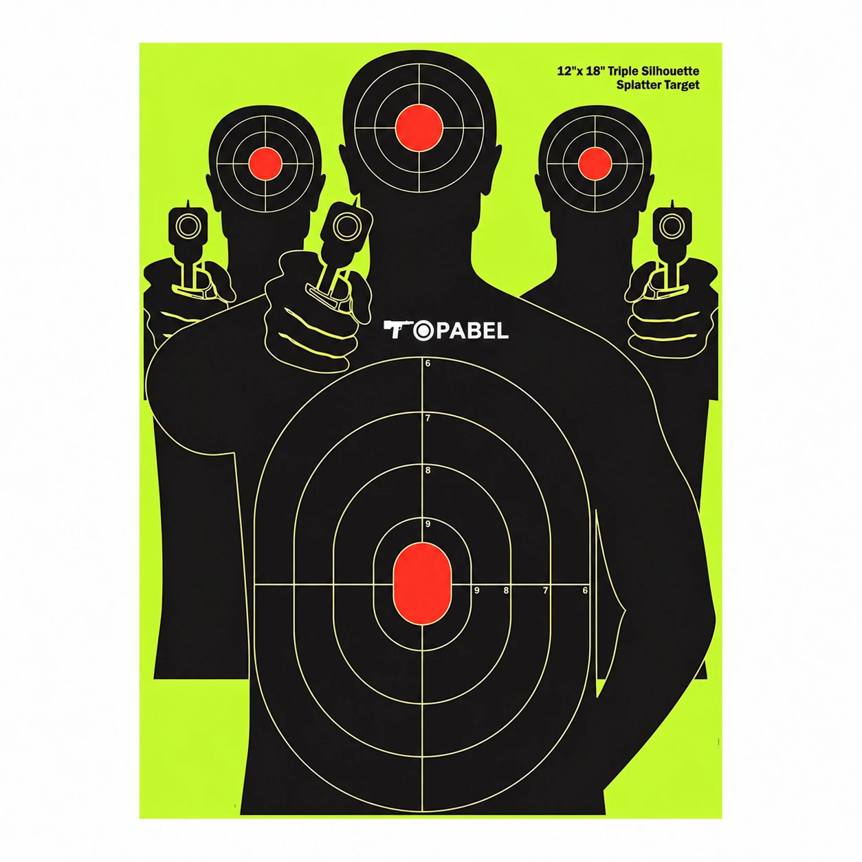 Green Triple Silhouette Splatter Target Stickers for OEM Projects, 12 x 18 Inch