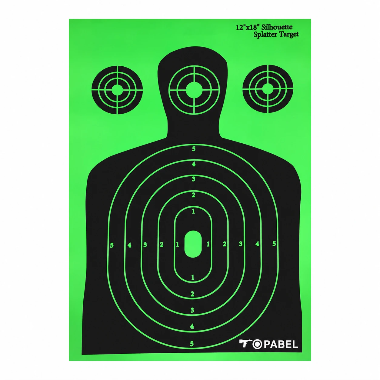 Three-Point Silhouette Splatter Targets on Green for OEM Orders, 12 x 18 Inch Adhesive Sheets