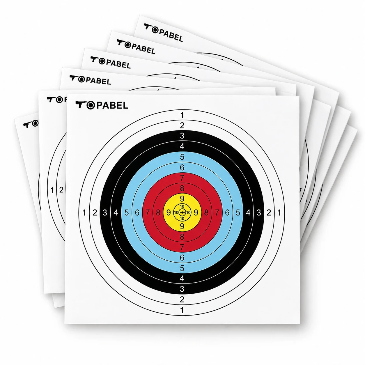 10-Ring Archery Paper Target Faces, 16 x 16 Inch with Custom Printing