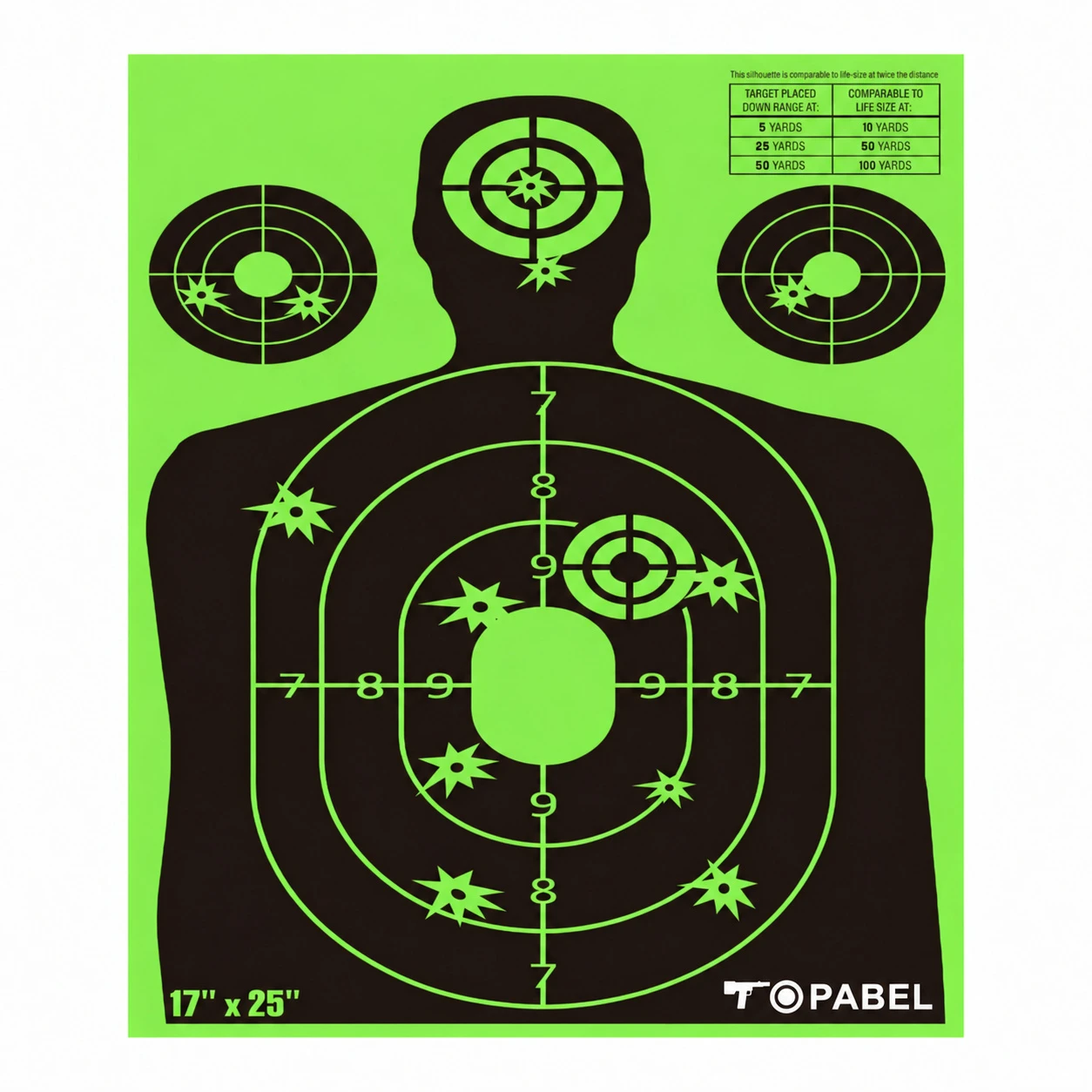 Green Multi-Point Silhouette Splatter Targets for OEM Projects, 17 x 25 Inch Adhesive Sheets