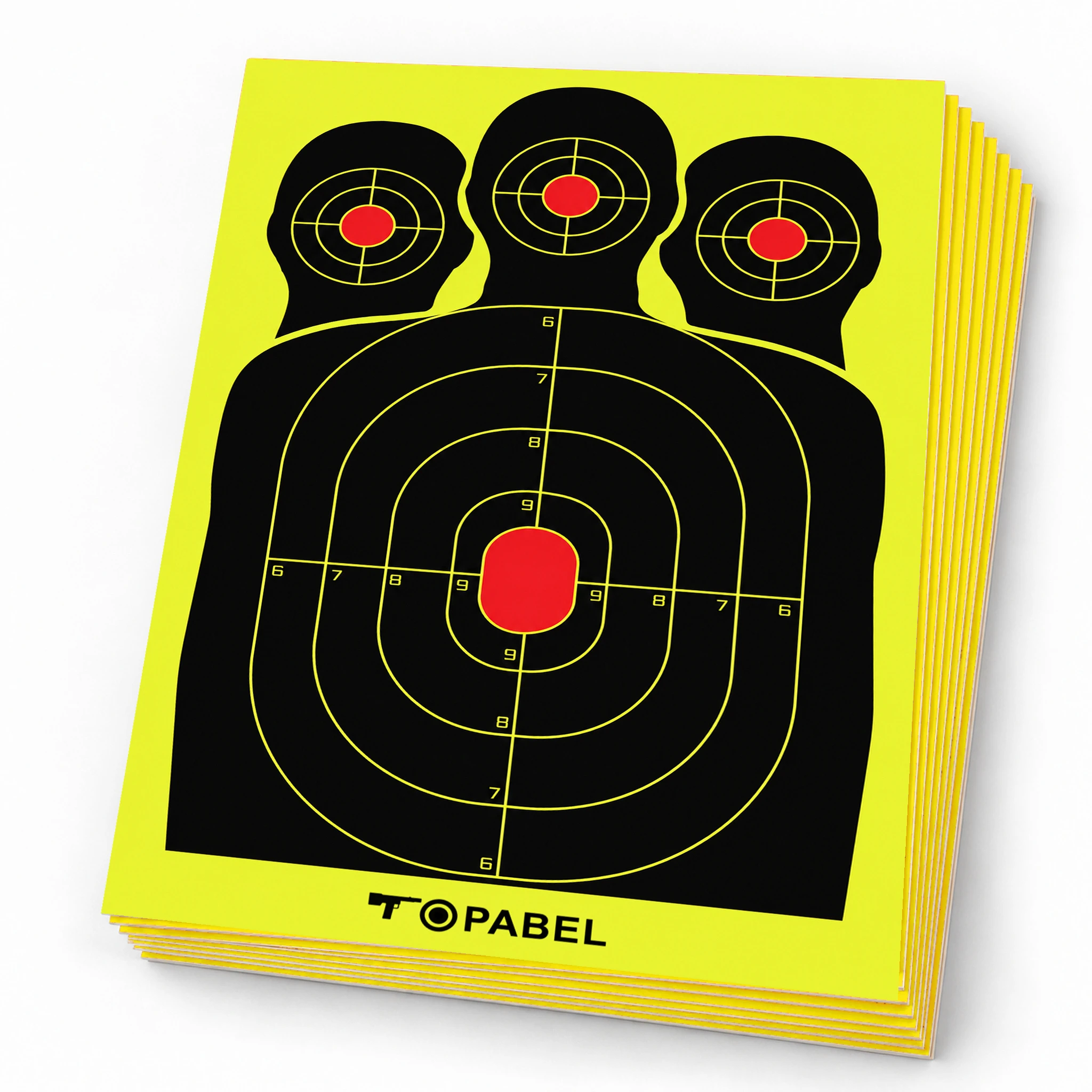 Three-Head Silhouette Splatter Paper Targets, 17 x 25 Inch - Customizable 50-Sheet Packs
