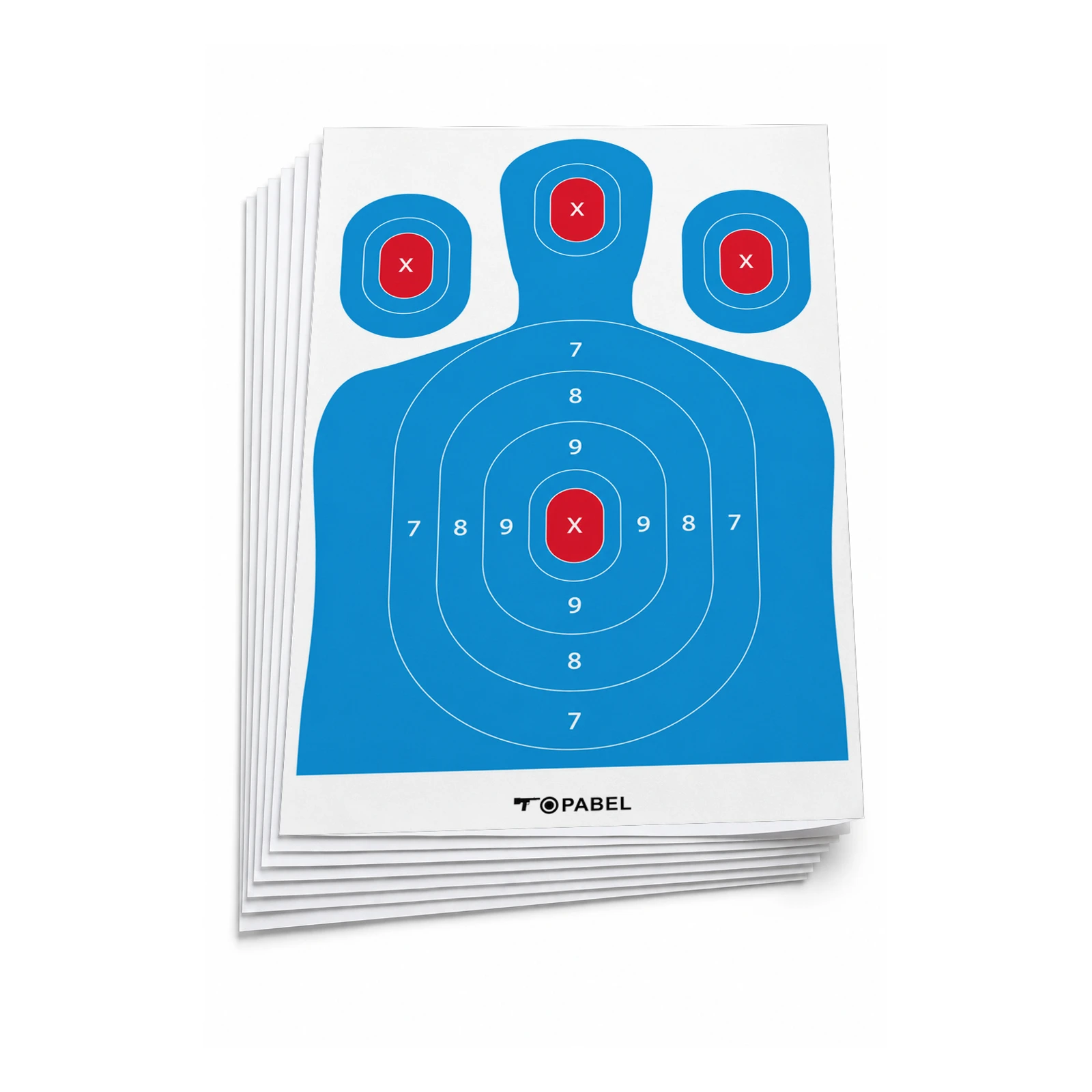 Blue Silhouette Paper Targets with Four Aim Centers, Custom 23 x 35 Inch, 50 Sheets